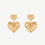 18K Gold Plated Chunky Waffle Heart Drop Earrings – Vintage Modern Romance | MaiaMina