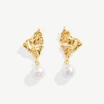 Gold and Pearl Drop Earrings with 18K Gold Plating | Elegant Women's Jewelry | MaiaMina