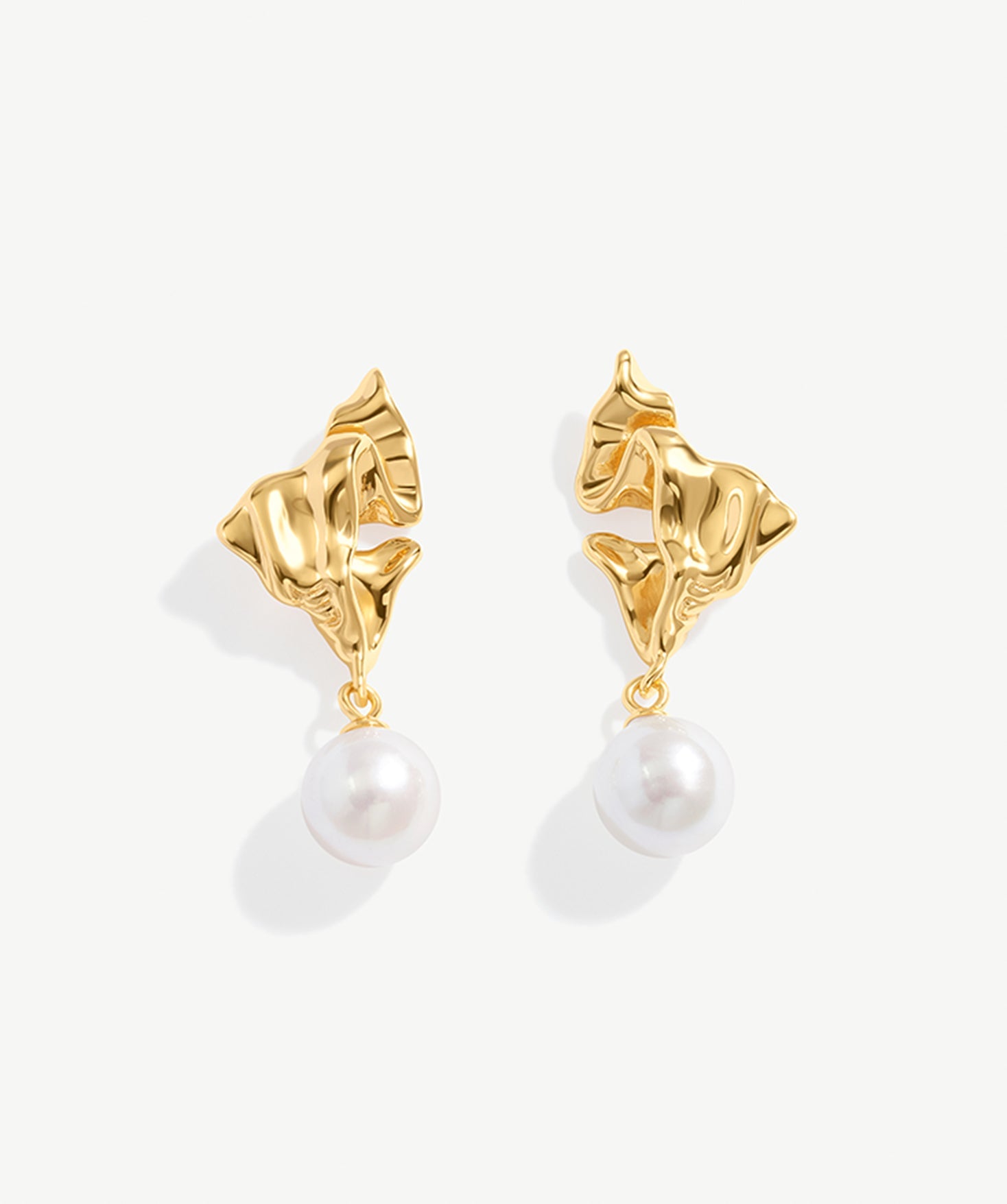 Gold and Pearl Drop Earrings with 18K Gold Plating | Elegant Women's Jewelry | MaiaMina