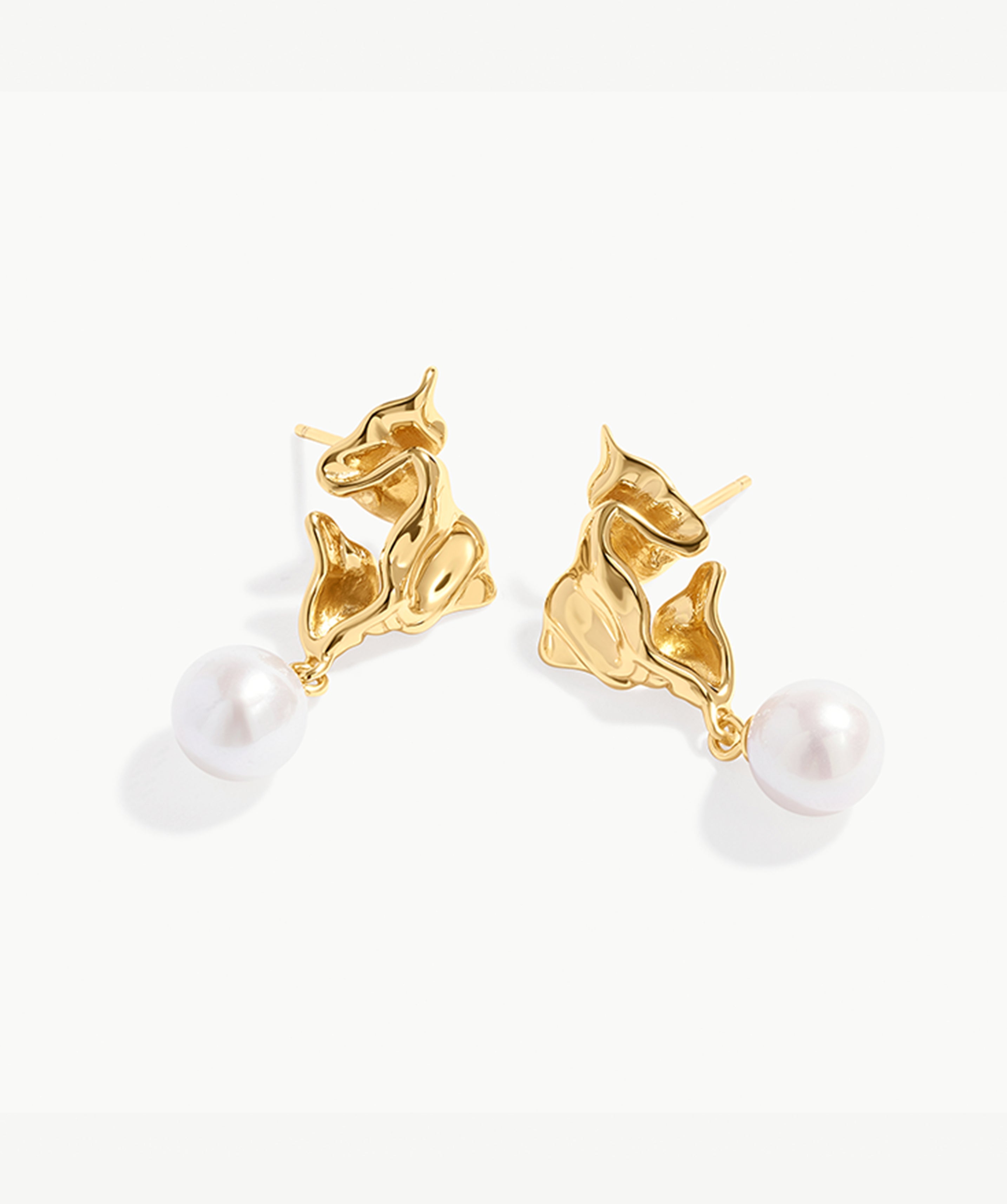 Gold and Pearl Drop Earrings with 18K Gold Plating | Elegant Women's Jewelry | MaiaMina