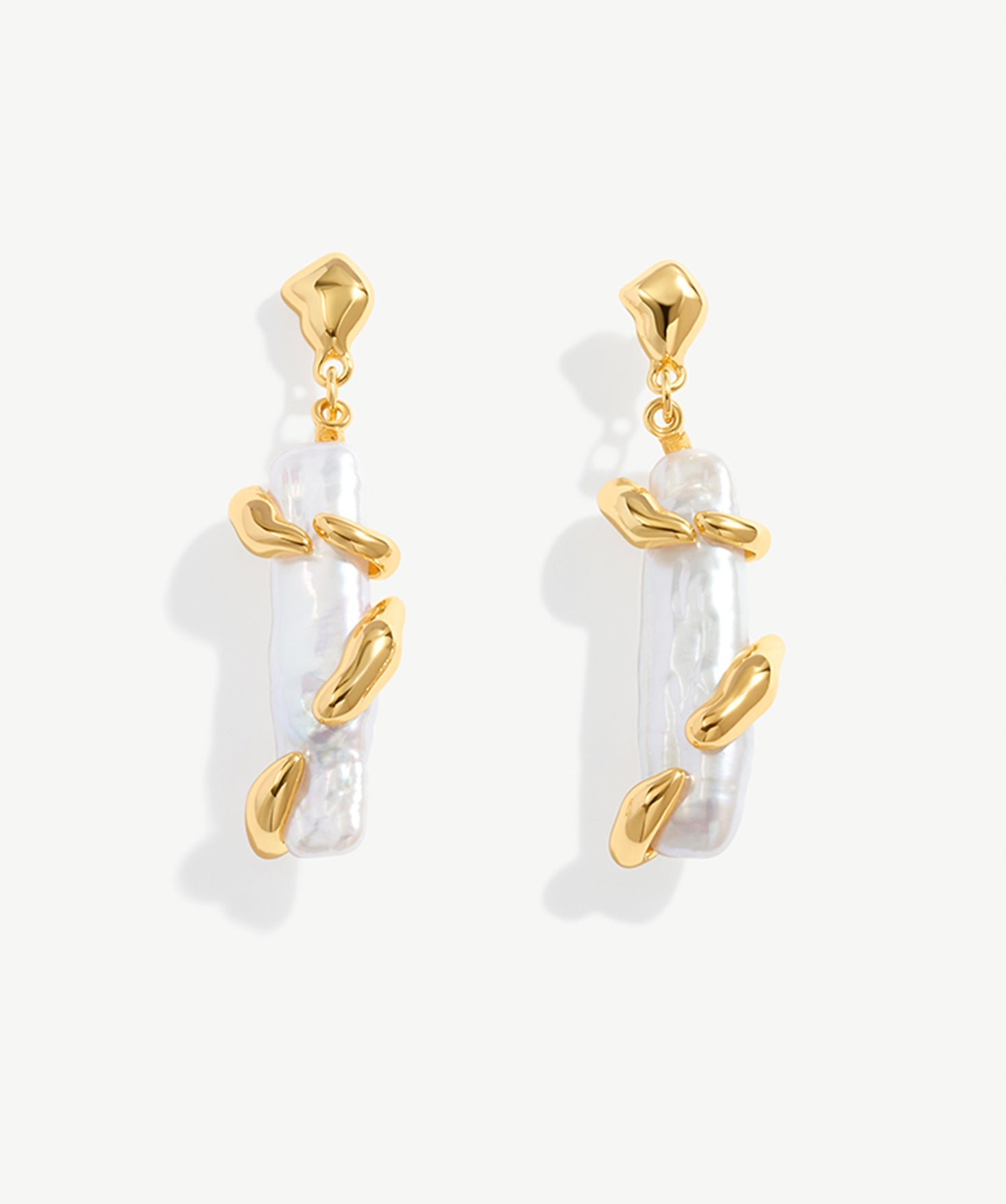 Elegant Baroque Pearl and 18K Gold Plated Sterling Silver Drop Earrings | Women's Jewelry | MaiaMina