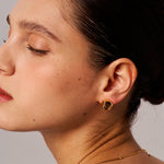 Gold Abstract Stud Earrings with 18K Gold Plating | Modern Women's Jewelry | MaiaMina