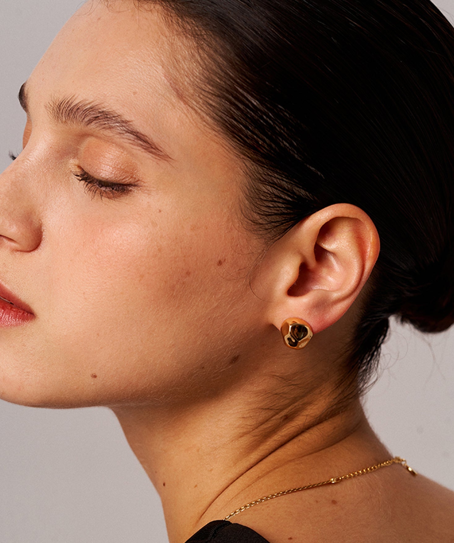 Gold Abstract Stud Earrings with 18K Gold Plating | Modern Women's Jewelry | MaiaMina