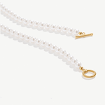 120mm Long Pearl Necklaces for Women, Cream White Pearl Strand Layered Necklace, 18K Gold Plated OT Buckle Necklace | MaiaMina 