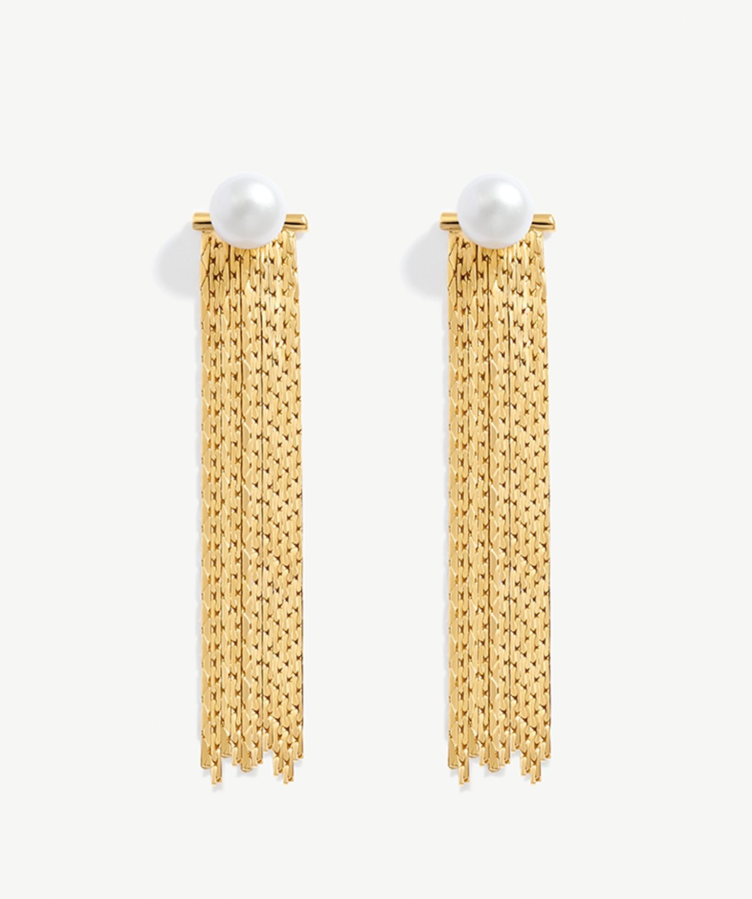 Elegant Pearl and 18K Gold Plated Sterling Silver Tassel Drop Earrings | Women's Jewelry | MaiaMina