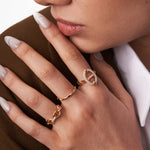 18K Gold Plated Pave Mariner Chain Adjustable Ring – Symbol of Strength & Courage | MaiaMina