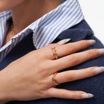 18K Gold Plated Pave Mariner Chain Adjustable Ring with Diamonds – Elegant Nautical Jewelry | MaiaMina