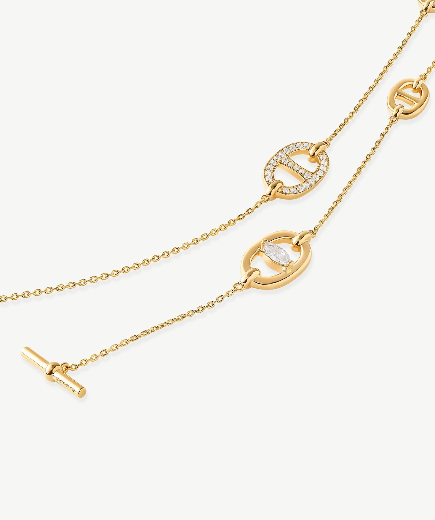 18K Gold Plated Mariner Chain Layered Necklace – 120cm Long | MaiaMina