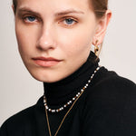 Beaded Necklace for Women, Mother of Pearl, Black Onyx & Tiger's Eye Necklace with 18K Gold Plated on Sterling Silver