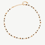 Beaded Necklace for Women, Mother of Pearl, Black Onyx & Tiger's Eye Necklace with 18K Gold Plated on Sterling Silver