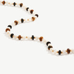 Beaded Necklace for Women, Mother of Pearl, Black Onyx & Tiger's Eye Necklace with 18K Gold Plated on Sterling Silver