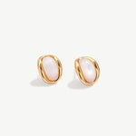 Oval Mother of Pearl Stud Earrings for Women, 18K Gold Plated Sterling Silver Hoop Earring | MaiaMina