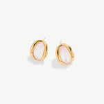 Oval Mother of Pearl Stud Earrings for Women, 18K Gold Plated Sterling Silver Hoop Earring | MaiaMina