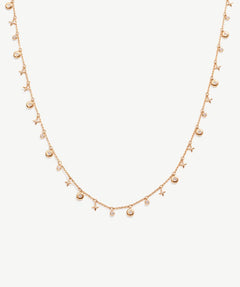 Lariat Necklace with Star & Moon Charm, Dainty 18K Gold Plated Sterling Silver  Y Drop Necklace | MaiaMina