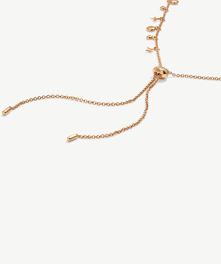 Lariat Necklace with Star & Moon Charm, Dainty 18K Gold Plated Sterling Silver  Y Drop Necklace | MaiaMina