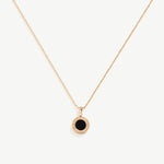 Double Side Roman Numerals Round Pendant Necklace, Black Onyx & Mother of Pearl Reversible Coin Necklace with 18K Gold Plated on Sterling Silver | MaiaMina