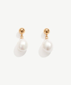 Pearl Drop Earrings For Women, 18K Gold Plated Dangle Earrings, Dainty Teardrop Baroque Freshwater Pearls | MaiaMina