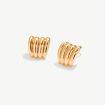 Chunky Gold Ridge  Stud Earrings with 18K Gold Plated Sterling, Thick Gold Hoop Earrings | MaiaMina