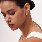 Chunky Gold Ridge  Stud Earrings with 18K Gold Plated Sterling, Thick Gold Hoop Earrings | MaiaMina