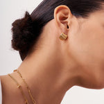 Chunky Gold Ridge  Stud Earrings with 18K Gold Plated Sterling, Thick Gold Hoop Earrings | MaiaMina