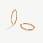 Oval Hoop Earrings with Spiral Ridges, 18K Gold Plated Sterling Silver Twisted Hoop Earrings | MaiaMina