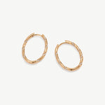 Oval Hoop Earrings with Spiral Ridges, 18K Gold Plated Sterling Silver Twisted Hoop Earrings | MaiaMina