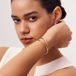 Hollow Retro Open Cuff Bracelet for Women, 18K Gold Plated Sterling Silver Cross Entwine Bangle Bracelet | MaiaMina