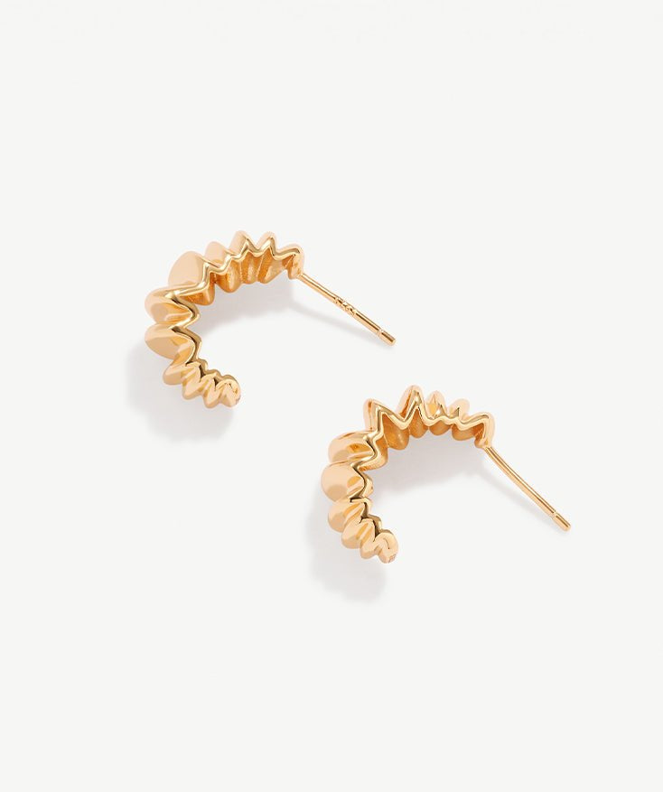 Chunky Gold Open Hoop Earrings, Twisted Irregular Wide Textured Thick Huggie Earrings with 18K Gold Plated Vermeil on Sterling Silver | MaiaMina