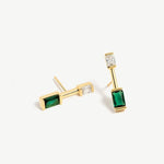 Green Spinel Bar Stud Earrings | MaiaMina 