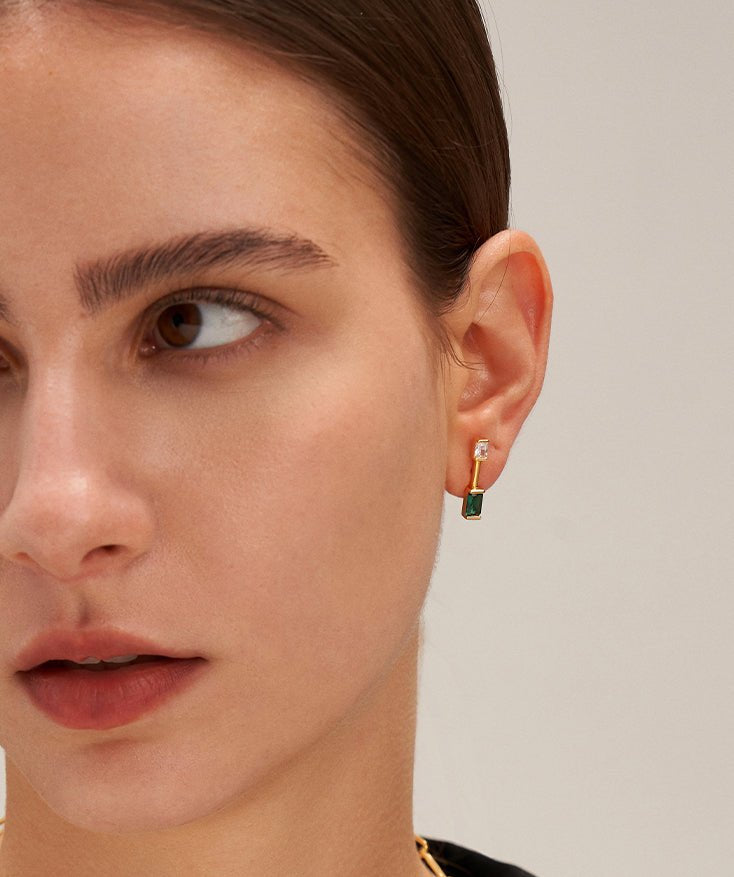 Green Spinel Bar Stud Earrings | MaiaMina 