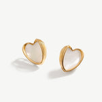 Love Mother of Pearl Heart Stud Earrings | MaiaMina