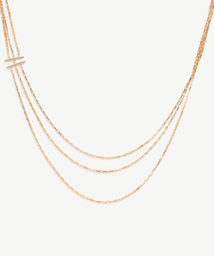 18K Gold Vermeil Box Chain Layering Necklace for Women, Sterling Silver Paperclip Chain Necklace | MaiaMina