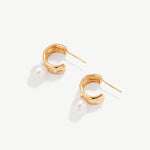 Molten Pearl Huggie Earrings, Small Thick Gold Hoop Earrings with 18K Gold Vermeil | MaiaMina