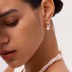 Molten Pearl Huggie Earrings, Small Thick Gold Hoop Earrings with 18K Gold Vermeil | MaiaMina