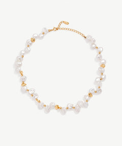 Vintage Baroque Pearl Bead Choker Necklace, Dainty  Pearl Necklace with 18K Gold Plated Vermeil on Sterling Silver | MaiaMina