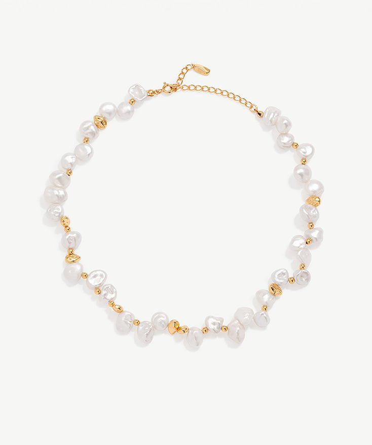 Vintage Baroque Pearl Bead Choker Necklace, Dainty  Pearl Necklace with 18K Gold Plated Vermeil on Sterling Silver | MaiaMina