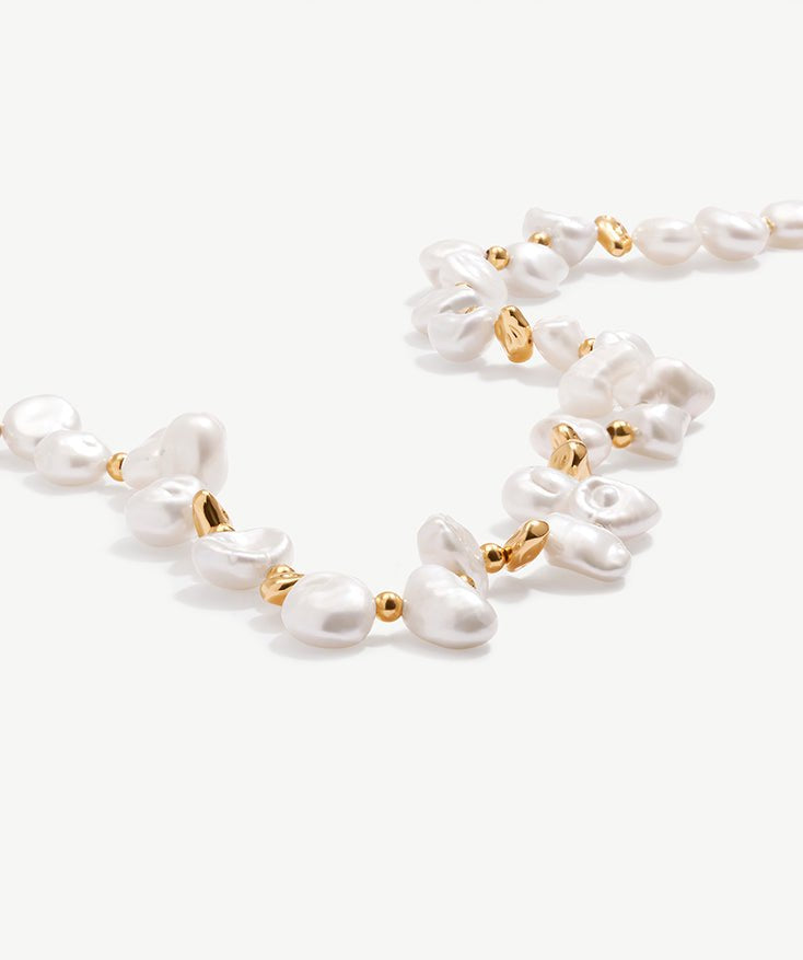 Vintage Baroque Pearl Bead Choker Necklace, Dainty  Pearl Necklace with 18K Gold Plated Vermeil on Sterling Silver | MaiaMina