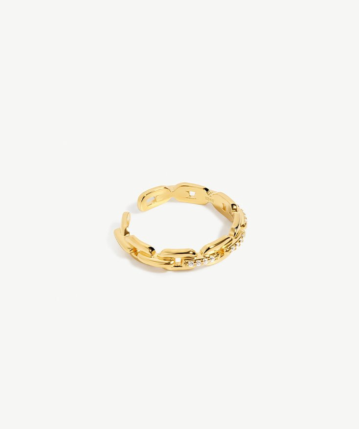 Rock Pave Paperclip Adjustable Ring | MaiaMina 