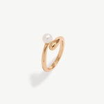 18K Gold Plated Sterling Silver Pearl Promise Ring for Women, Pearl Ball Open Band Adjustable Rings | MaiaMina