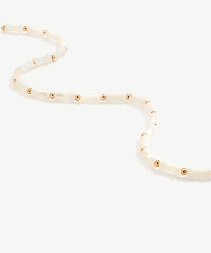 White Puka Shell Necklace, Gemstone Beaded Necklace for Women with 18K Gold Plated on Sterling Silver | MaiaMina 