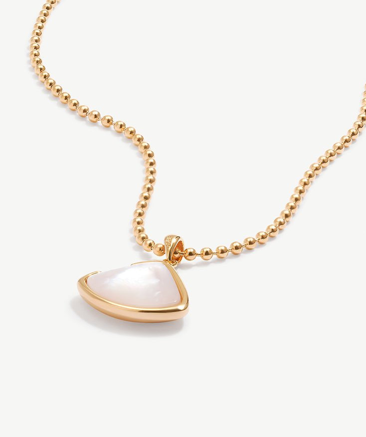  Triangle Mother of Pearl Shell Pendant Necklace, 18K Gold Plated Sterling Silver Dainty Necklace for Women | MaiaMina