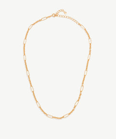 18K Gold Figaro Link Chain Necklace for Women, S925 Sterling Silver Paperclip Necklace | MaiaMina