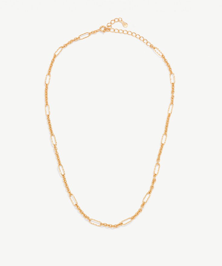 18K Gold Figaro Link Chain Necklace for Women, S925 Sterling Silver Paperclip Necklace | MaiaMina